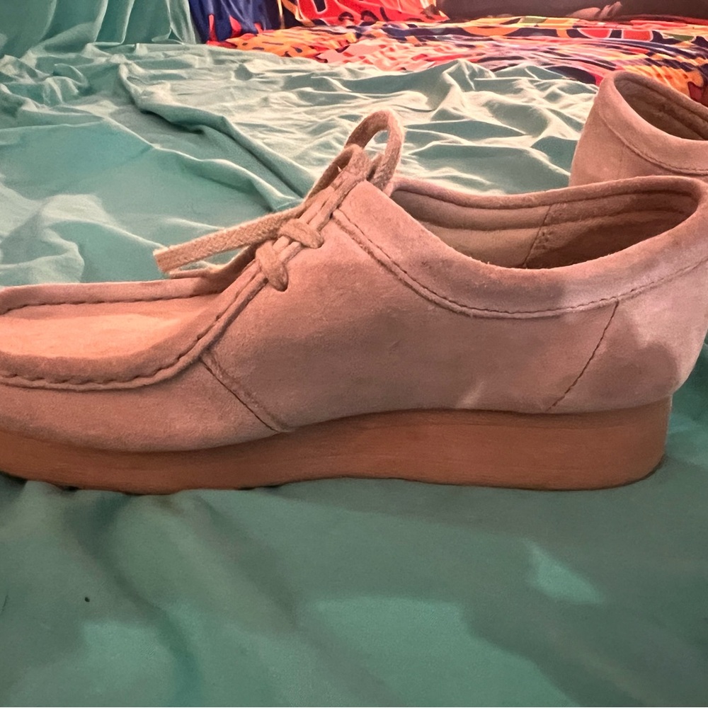 Size 7 Clarks wallabies light tan suede